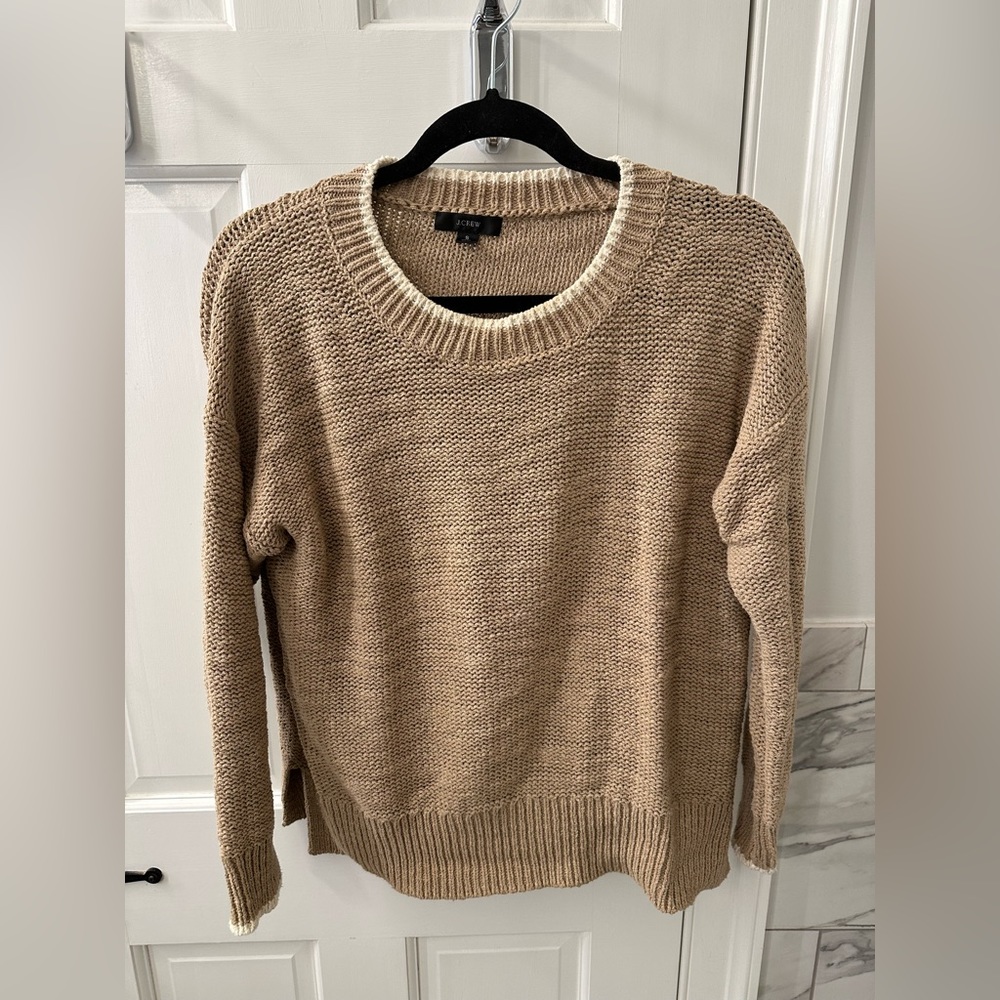 J. Crew tan and white fisherman’s sweater
